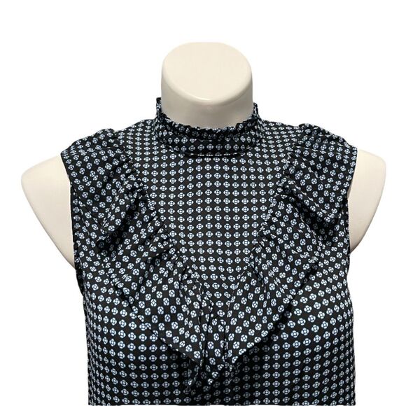 WHO What Wear Floral Mock Neck Ruffle Blouse Top L - Picture 3 of 6